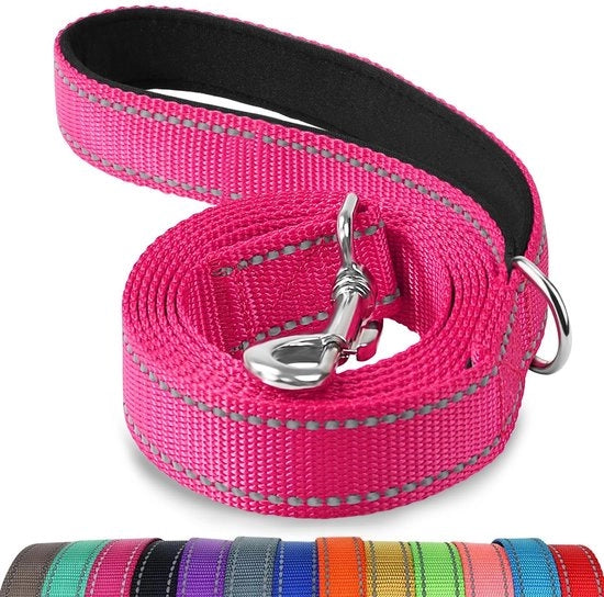 Racchetta per cani 1,5 m - Riflettente a doppia faccia - Maniglia imbottita - Nylon - Cintura robusta per cani piccoli/grandi - Migliorata visibilità - Attrezzo per cani