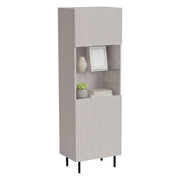Vetrina Luzzana, Vetrinetta da soggiorno con anta e dettaglio in vetro, Rialzato da terra, 60x42 h183 cm, Beige