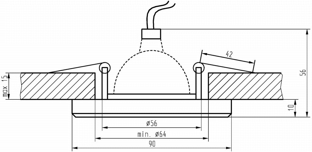 Faretto incasso Candellux SS-13 quadrato vetro nero