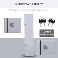 Armadietto 4 Ripiani 2 Porte Chiusura di Sicurezza Ufficio Garage Officina Acciaio Laminato a Freddo 38x46x180cm Grigio