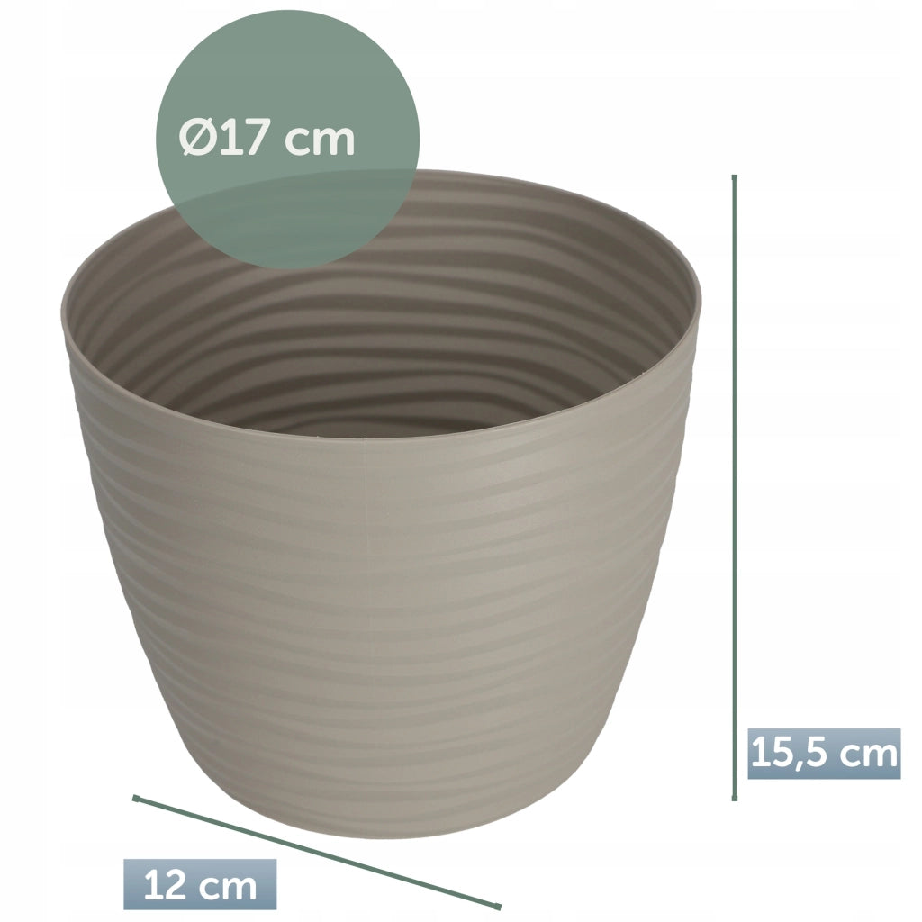 Vaso da fiori KADAX rotondo da 17 cm in plastica grigia
