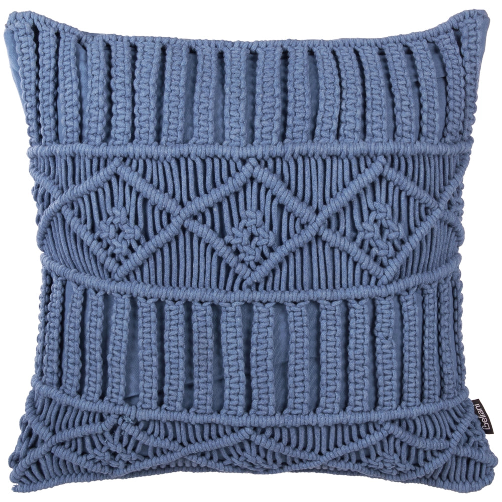 Set di 2 cuscini decorativi in macramè di cotone blu 45 x 45 cm Corda Boho Retro Decor Accessori