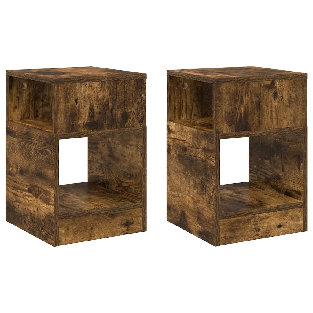 Tavolino 2 pcs Rovere fumé 30,5 x 30 x 45 cm Legno multistrato