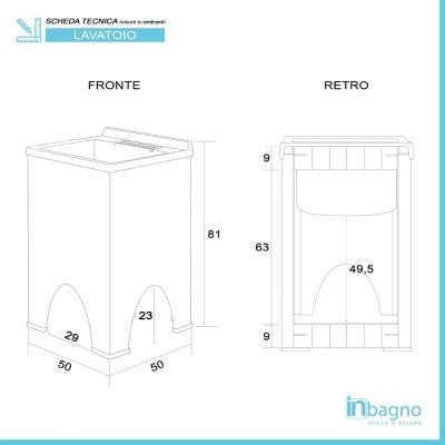 Mobile lavatoio Olimpo da esterno bianco con vasca asse e kit scarico