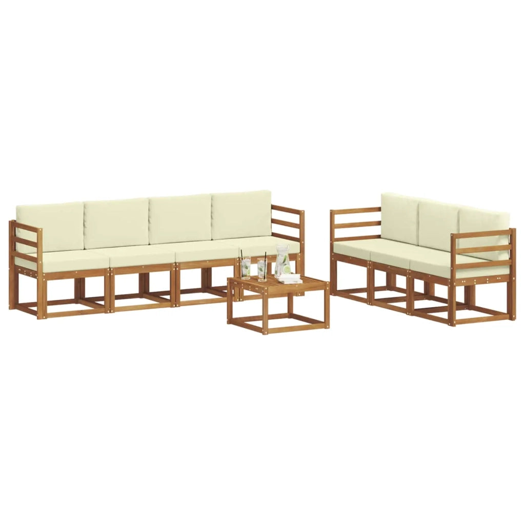 Set di divani da esterno con cuscino 8 pcs Naturale e Crema 3366098
