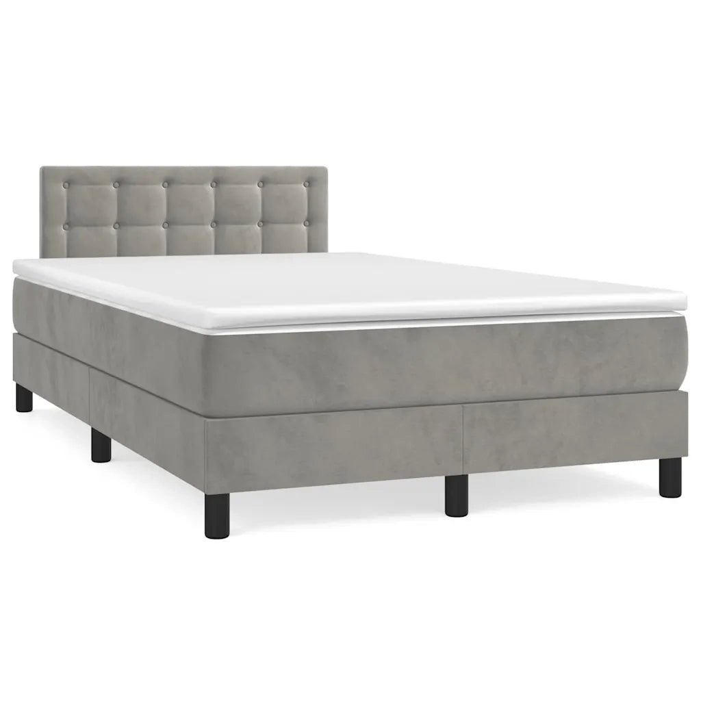 Letto a Molle con Materasso e LED Grigio Chiaro 120x190 cm Velluto