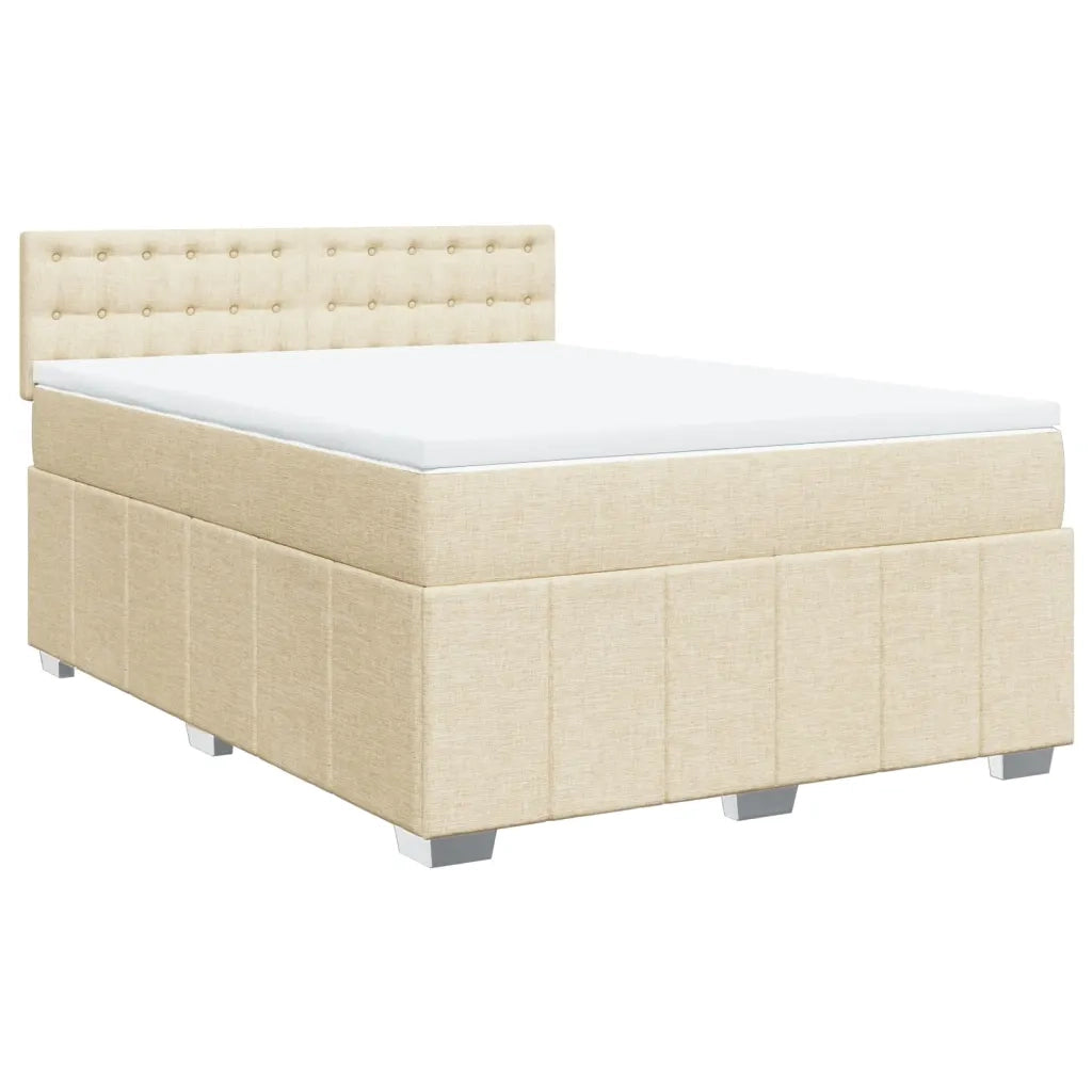Giroletto a Molle con Materasso Crema 160x200 cm in Tessuto 3289438