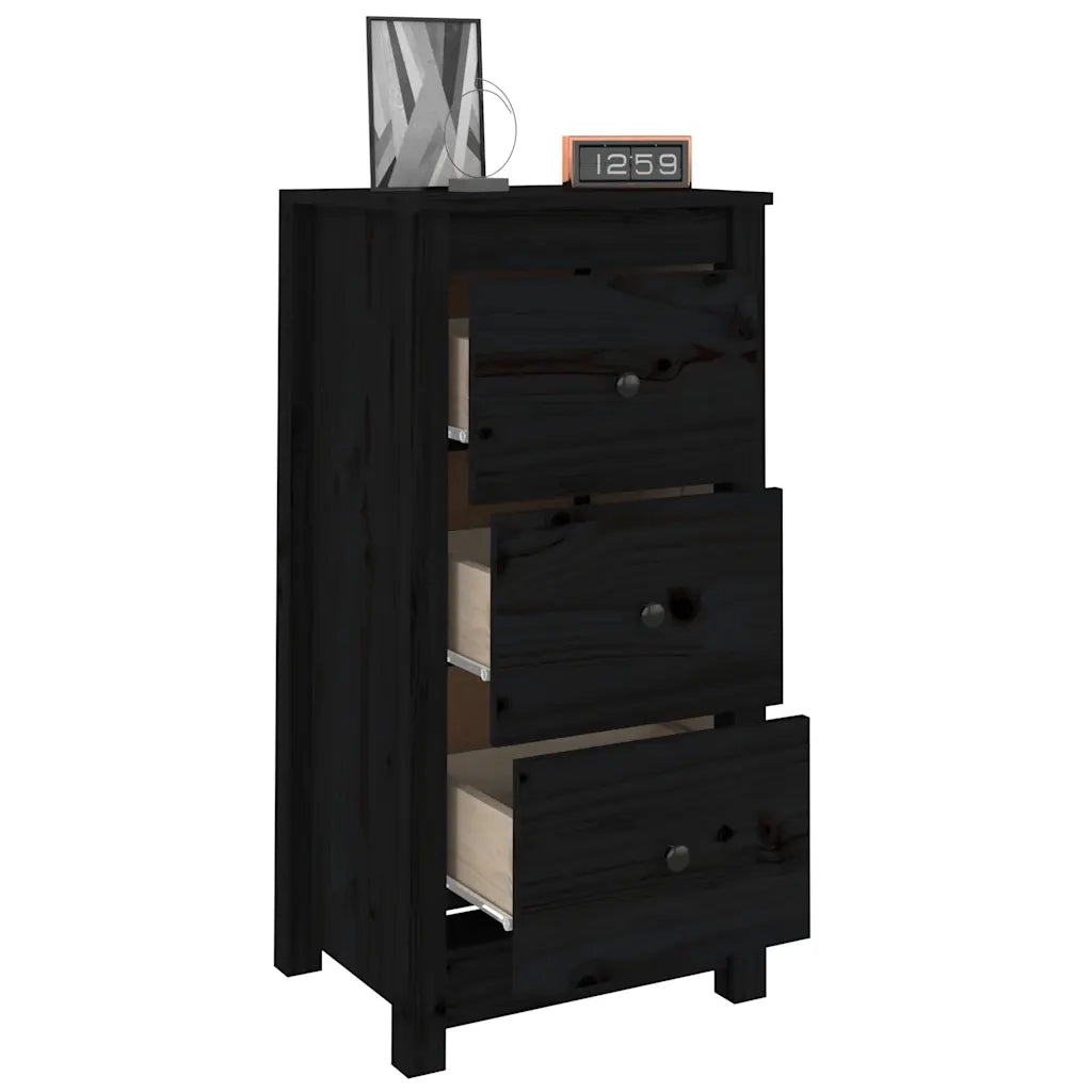 Credenze 2 pz | Madia | Buffet da pranzo | Armadio da pranzo Nere 40x35x80 cm in Legno Massello di Pino