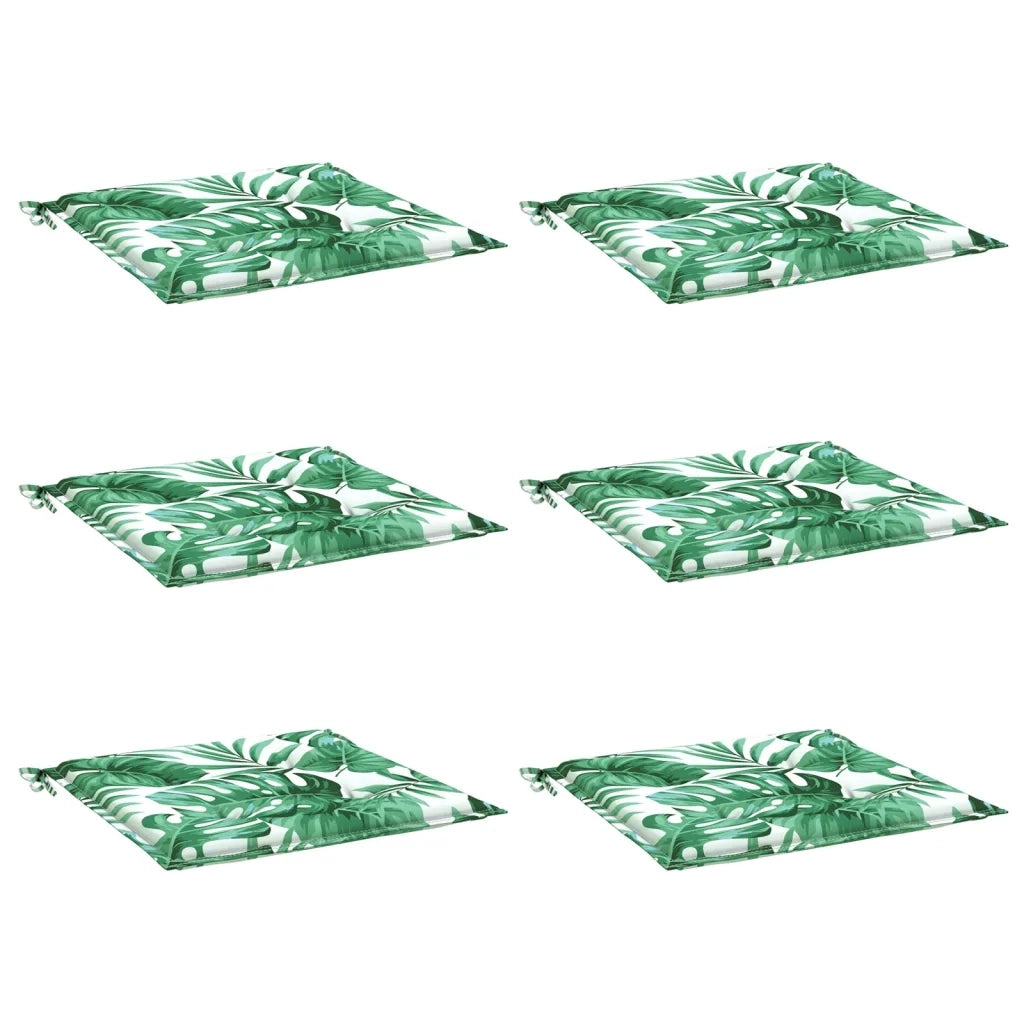 Cuscini per Sedia 6 pz | Cuscini per sedie Motivo a Foglie 50x50x4 cm in Tessuto