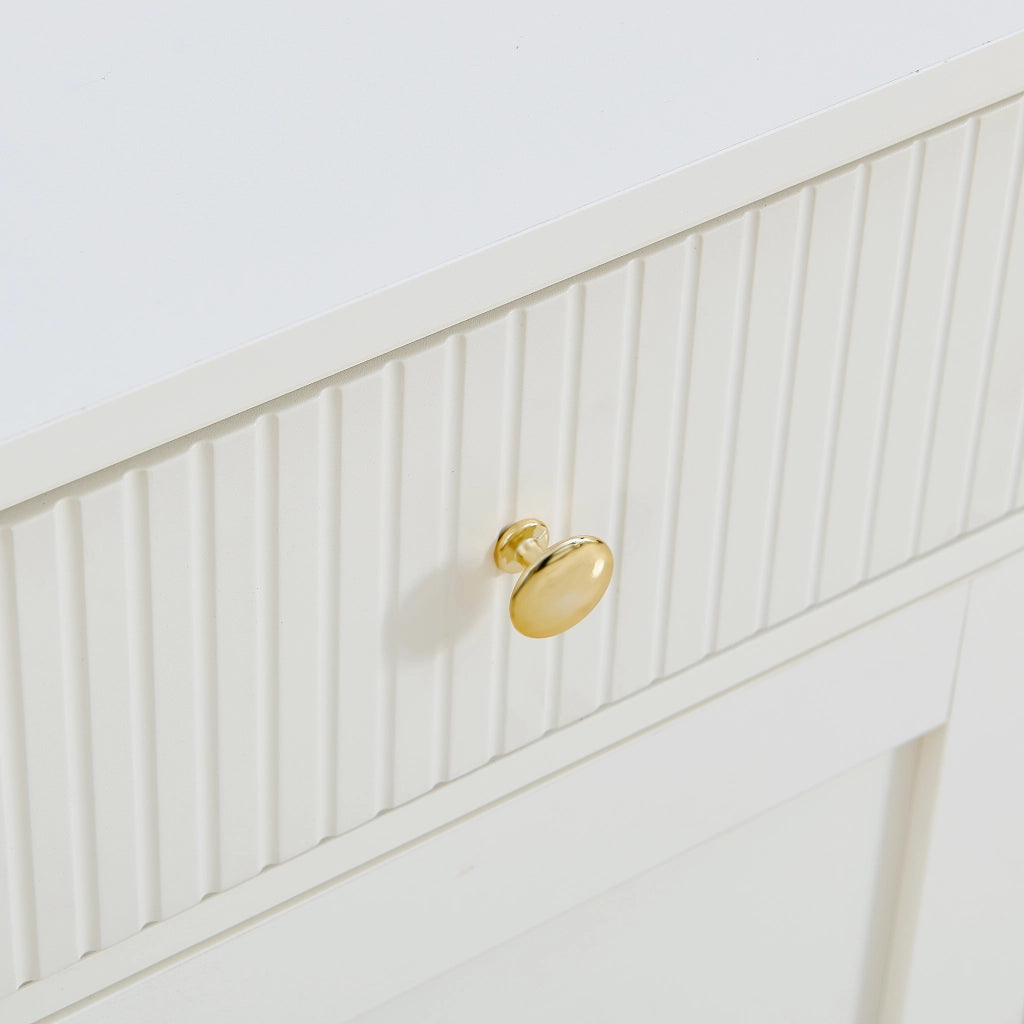 Credenza, 2 cassetti, 4 ante, maniglie in metallo, MDF, 160x40x82 cm, bianco