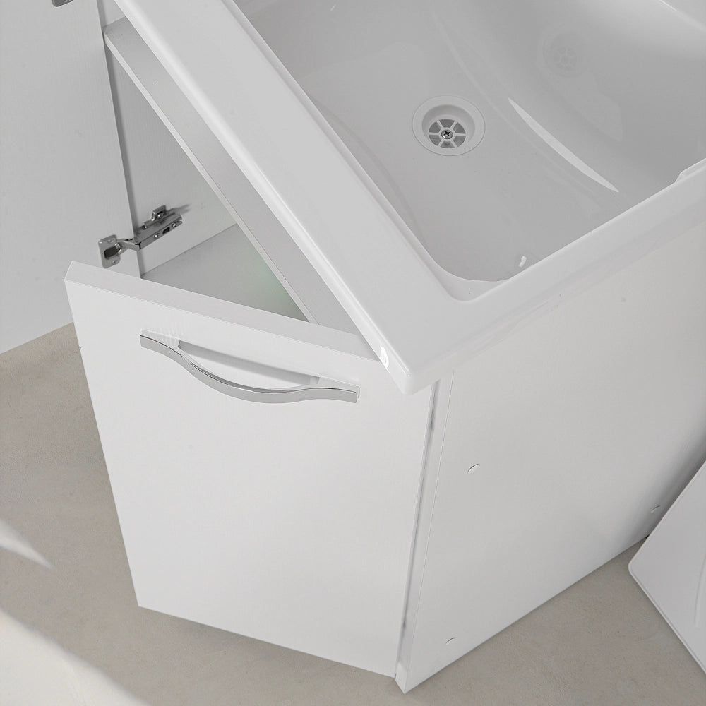 Mobile lavatoio 60x50cm salvaspazio in legno bianco 2 anta linea Pilar