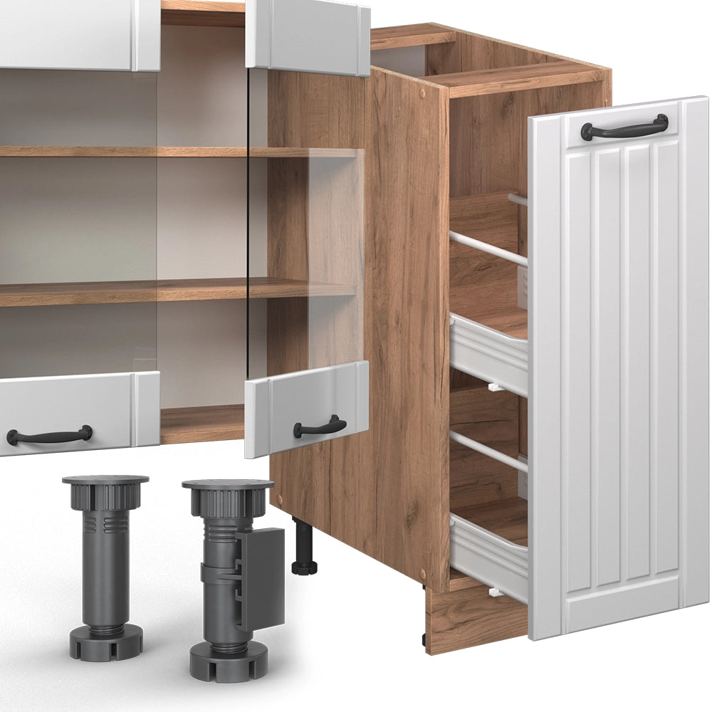 Cucina componibile Fame-Line Bianco rustico/Rovere dorato 280 cm, PL Rovere Vicco