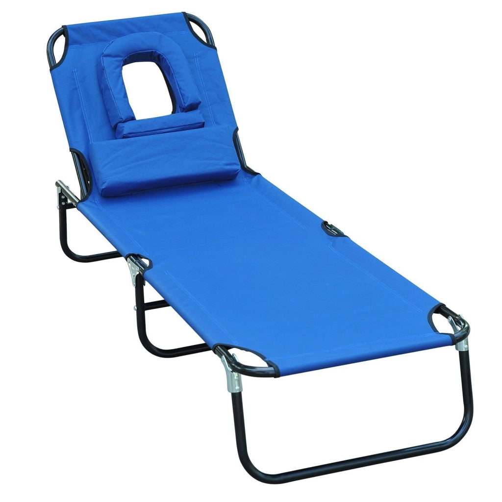 Lettino Prendisole Pieghevole da Giardino ¨C Xylo ¨C Schienale Regolabile 4 Posizioni con Cuscino Blu