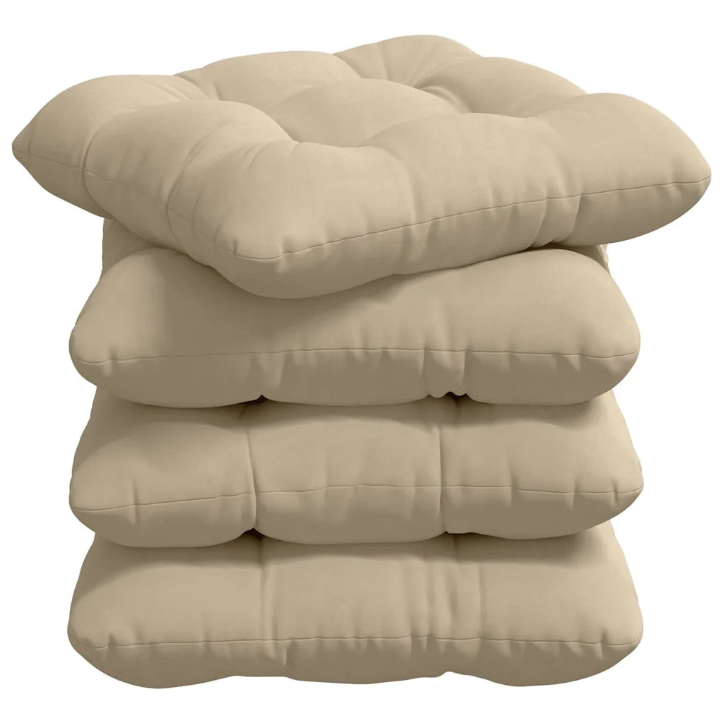 Cuscini per Seduta 4 pz | Cuscini per sedie Crema 40 x 40 cm Tessuto in Microfibra