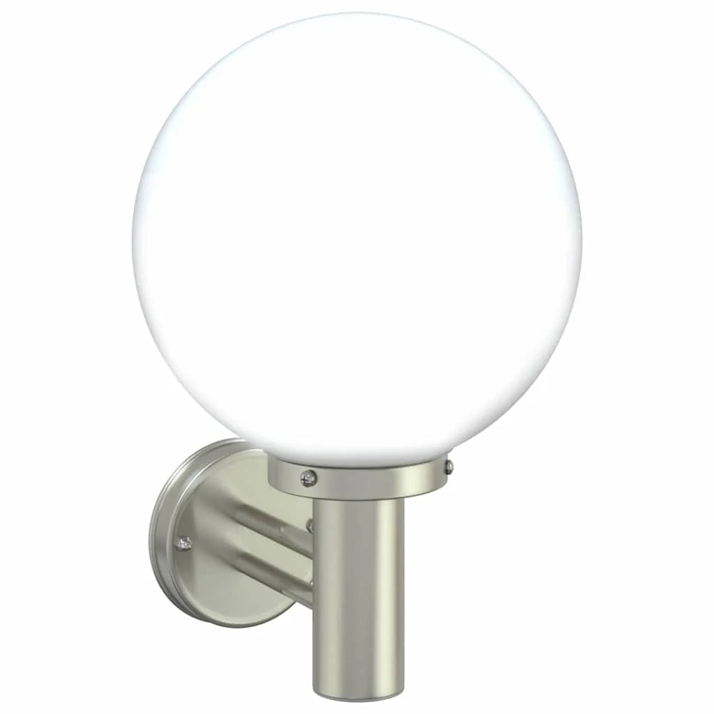 Set di 2 moderne lampade da parete rotonde per esterni 28 x 25 x 38 cm resistenti alle intemperie acciaio inox argento 02_0056492