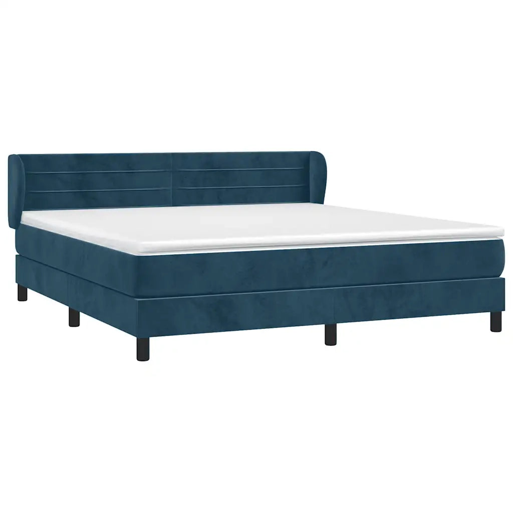Giroletto a Molle con Materasso Blu Scuro 160x200 cm in Velluto 3127563