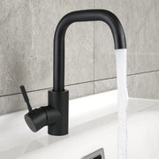 ZMH Rubinetto Lavabo Acciaio Inossidabile Nero Miscelatore Monocomando Alta Pressione Acqua Calda Fredda Per Bagno