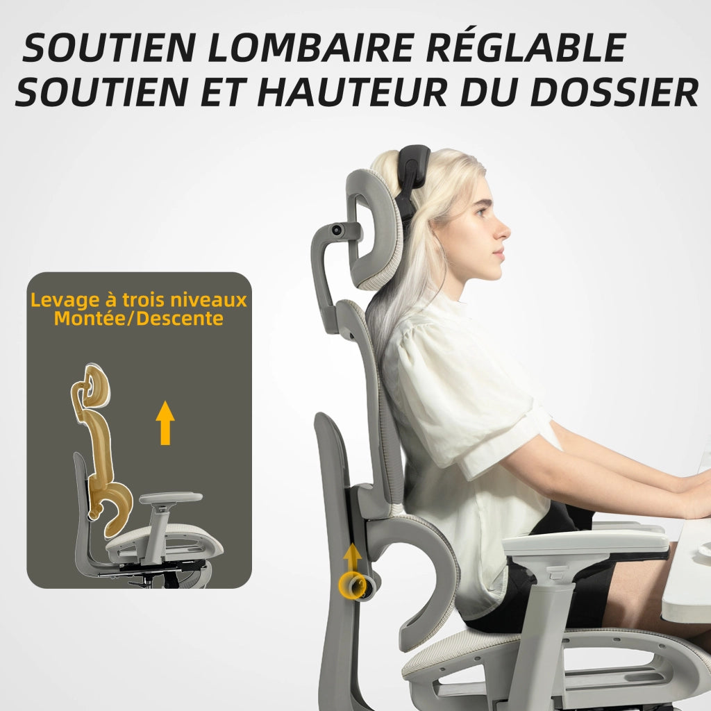 Sedia da ufficio ergonomica reclinabile in rete ¨C zephmum ¨C beige