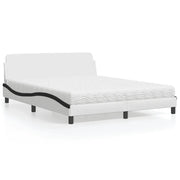 Letto con Materasso Dover Bianco e Nero 160x200cm Similpelle