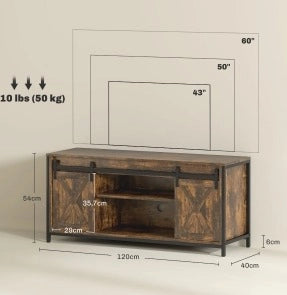 Mobile TV 120x40x54 cm con 6 vani e gestione cavi in compensato marrone