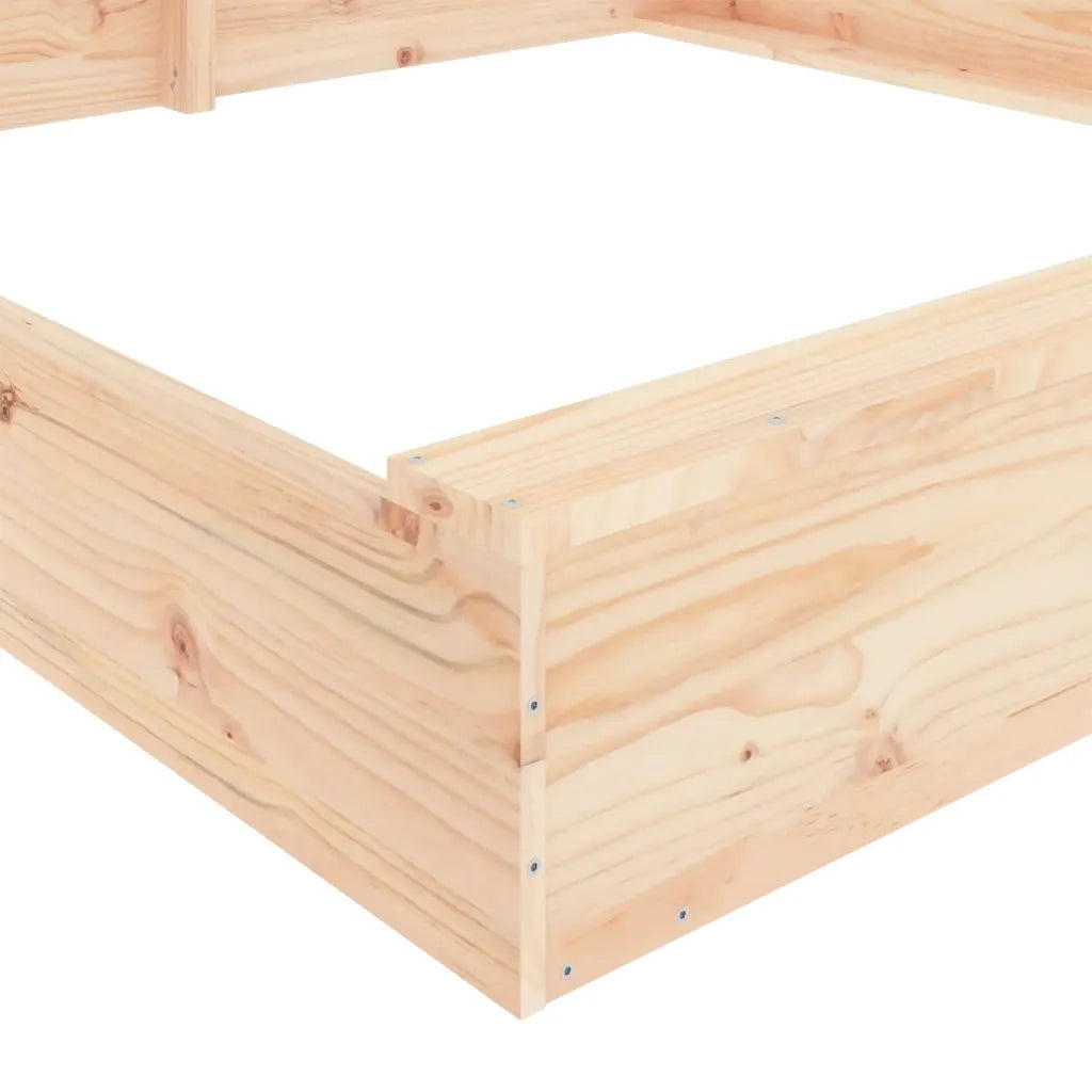 Sabbiera con Sedute Quadrata in Legno Massello di Pino 825037