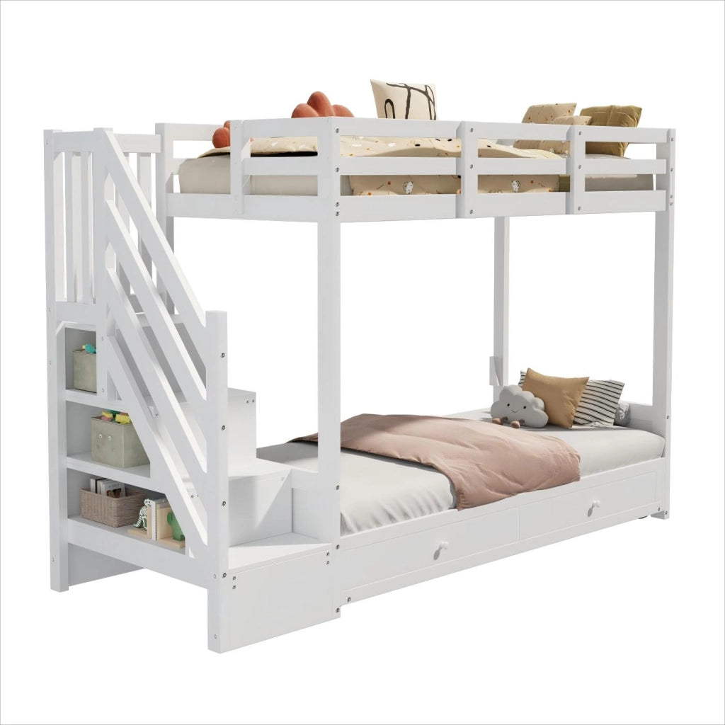 LETTO a soppalco multifunzione 90x200 cm Bianco in legno massello e MDF