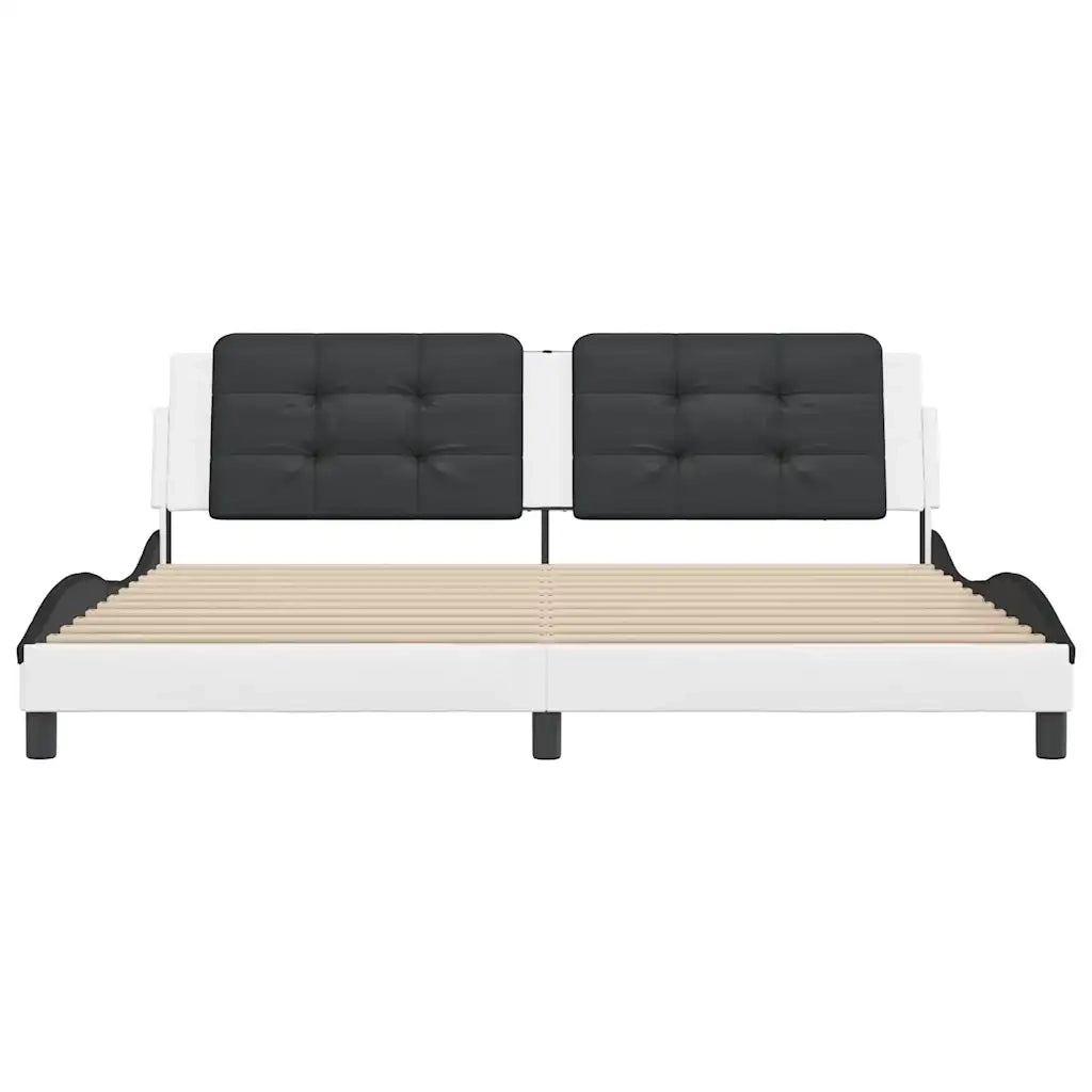 Giroletto con Testiera Bianco e Nero 200x200 cm in Similpelle