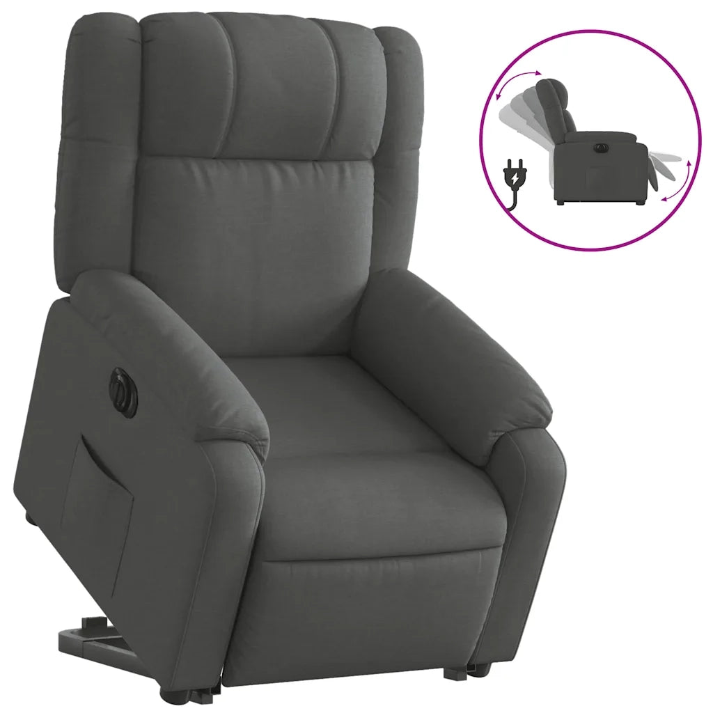 Poltrona Alzapersona Reclinabile Elettrica Grigio Scuro Tessuto 3205227