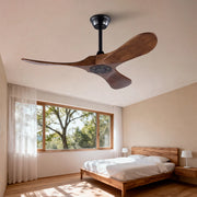 Ventilatore da soffitto 42 pollici, 3 pale legno, design ad elica, funzione memoria, telecomando, finitura noce, per terrazze e soggiorni