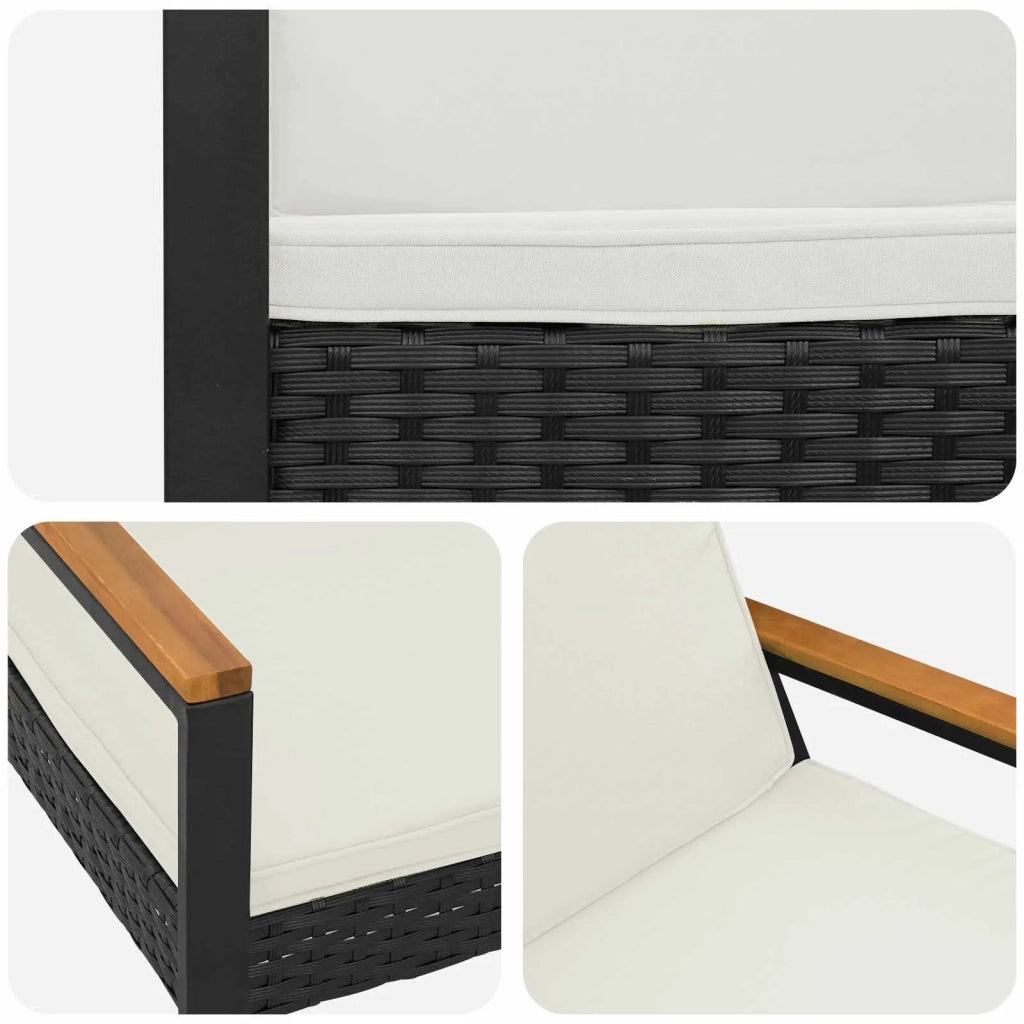 Panchina da esterno Nero e Bianco Crema 107 x 61 x 80 cm