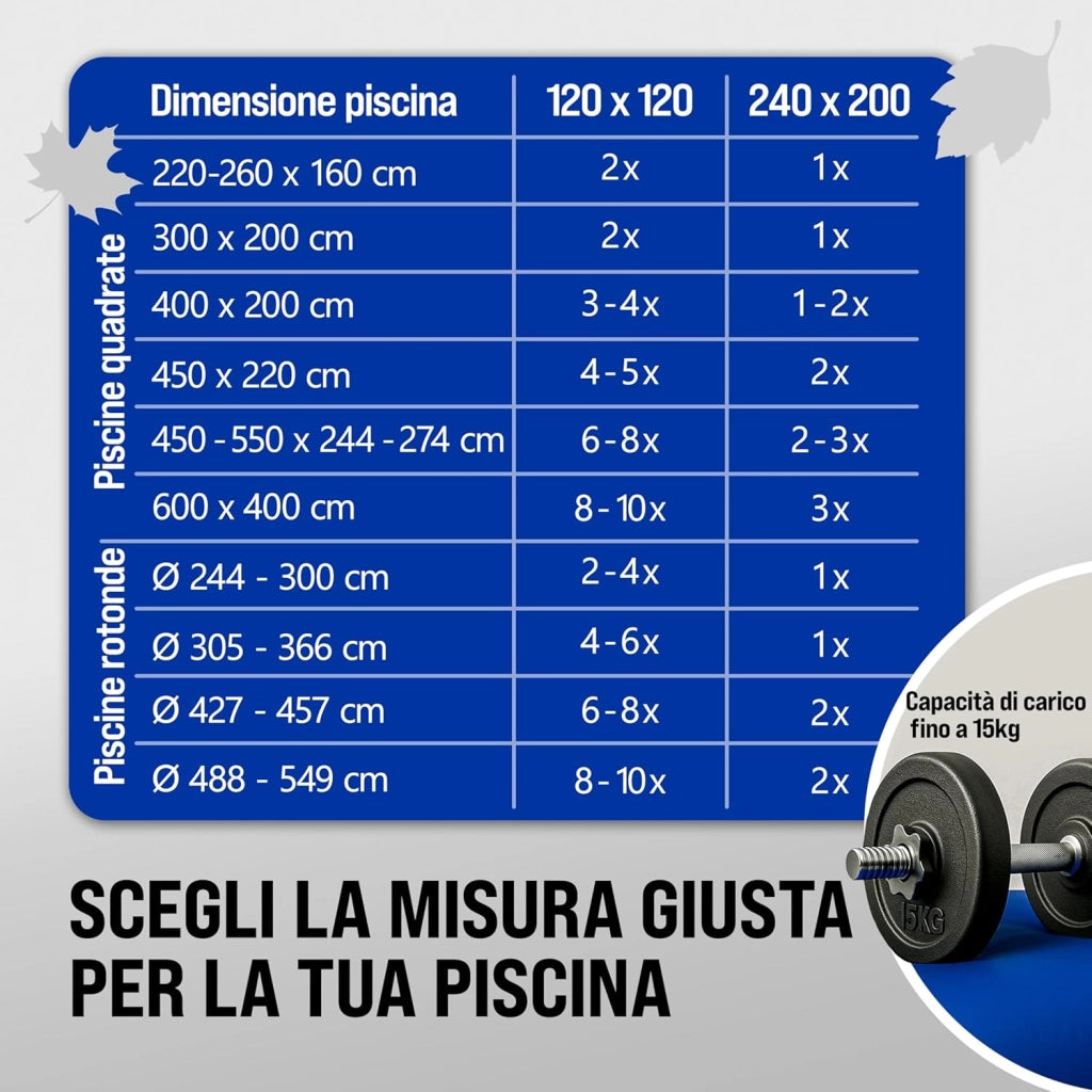 ® 6x Cuscino Gonfiabile per Piscina Invernale 120 cm XL PVC -20°C Doppia Cucitura 4 Occhielli Valvola Sicurezza Copertura Pool Winter