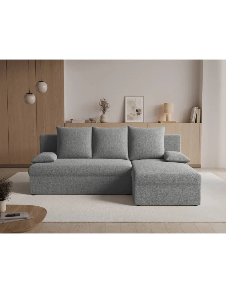 Divano ad angolo Grigio 3 posti letto aggiuntivo 206x90x146cm GINA