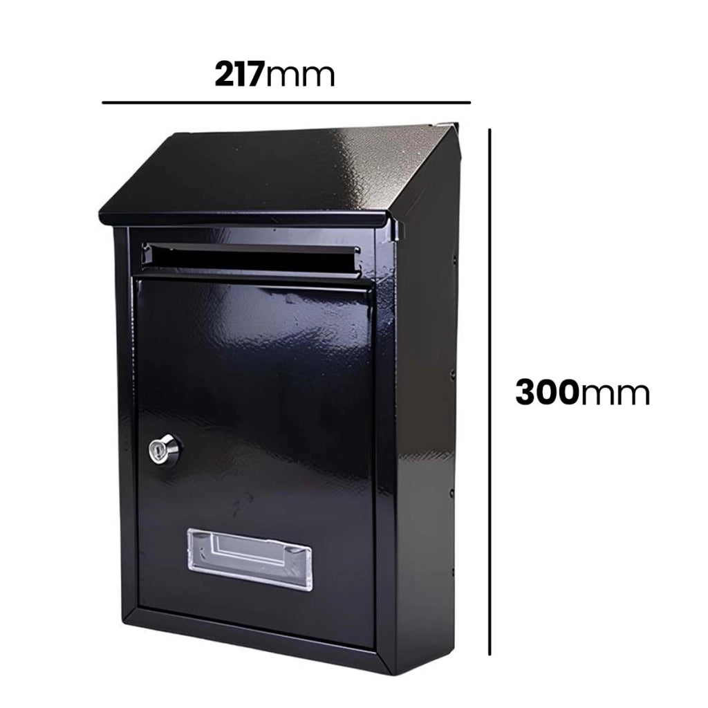 Cassetta delle lettere metallica impermeabile e antiruggine 30×21,7×7 cm Nero Avizar