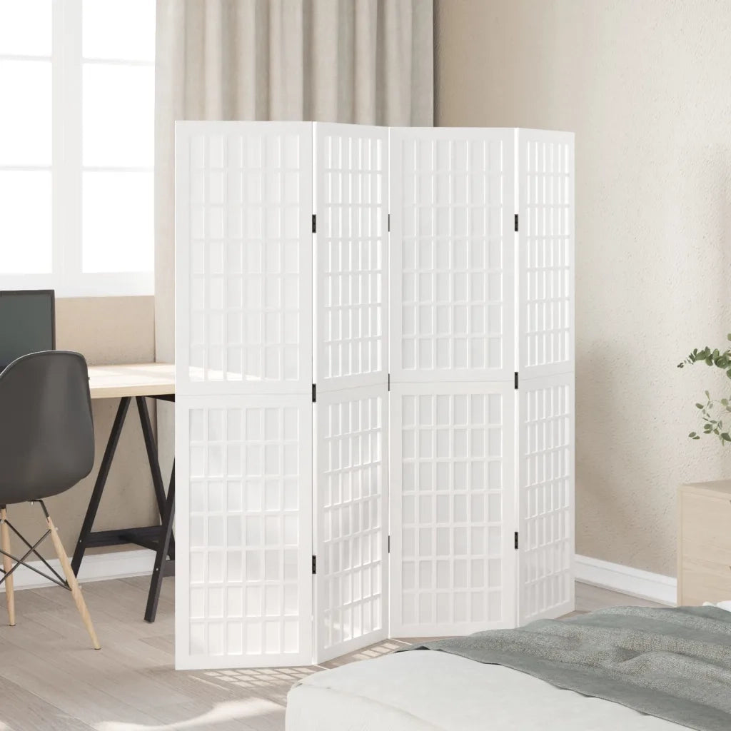 Divisorio Ambienti | Divider per stanze | Paravento 4Pannelli Bianco Legno Massello di Paulownia
