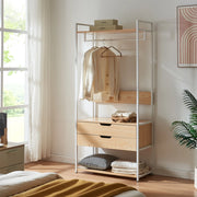 Organizzatore Guardaroba Larem Mobile Porta Abiti con Cassetti - Bianco / Effetto Rovere [en.casa]