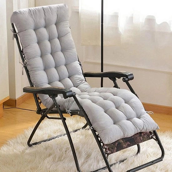 Cuscino da Giardino - Sedile Cuscino Relaxante - Rilassarsi all'Aperto - Con Tasche Antiscivolo - 170 x 53 cm - Grigio