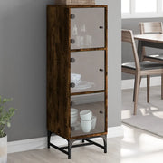 vidaXL Credenza con Ante in Vetro Rovere Fumo 35x37x120 cm
