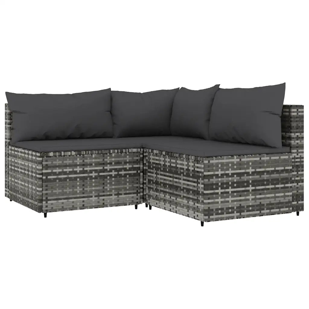 Set Divani da Giardino 3 pz con Cuscini in Polyrattan Grigiocod mxl 82201