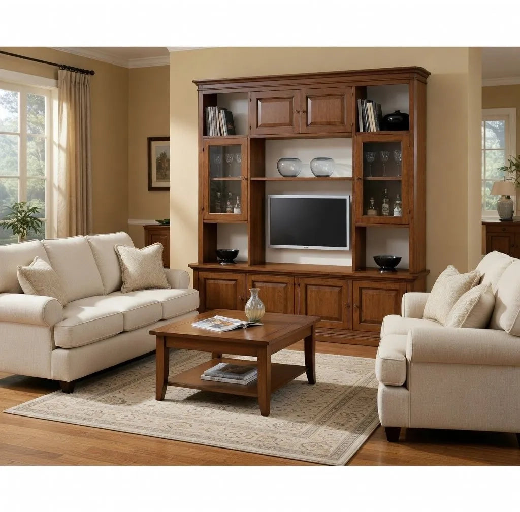Libreria porta tv in legno arte povera tinta noce 210x60x240 - Mobili 2G