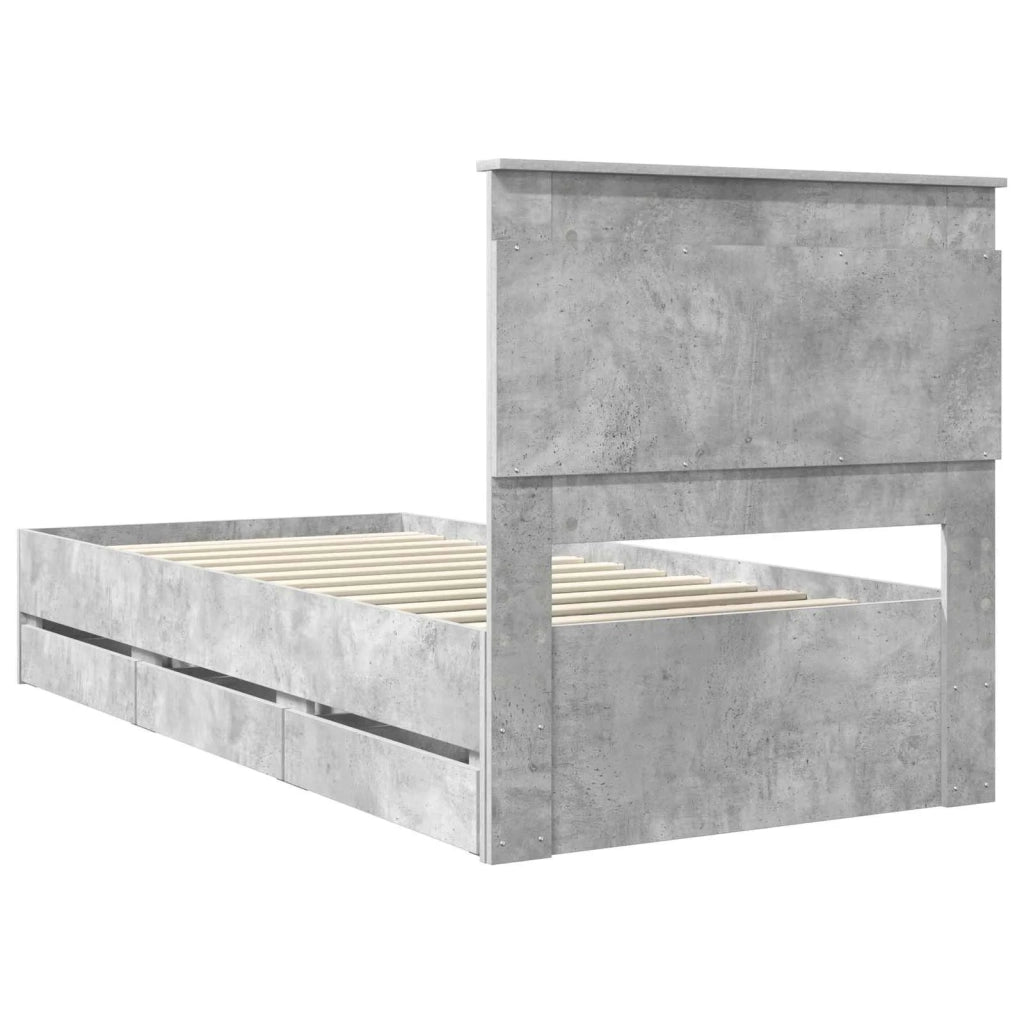 Struttura del letto con cassetto Grigio cemento 90 x 190 cm 3410206