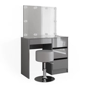 Vicco Tavolo da toeletta Grigio 40 cm con illuminazione a LED e sgabello