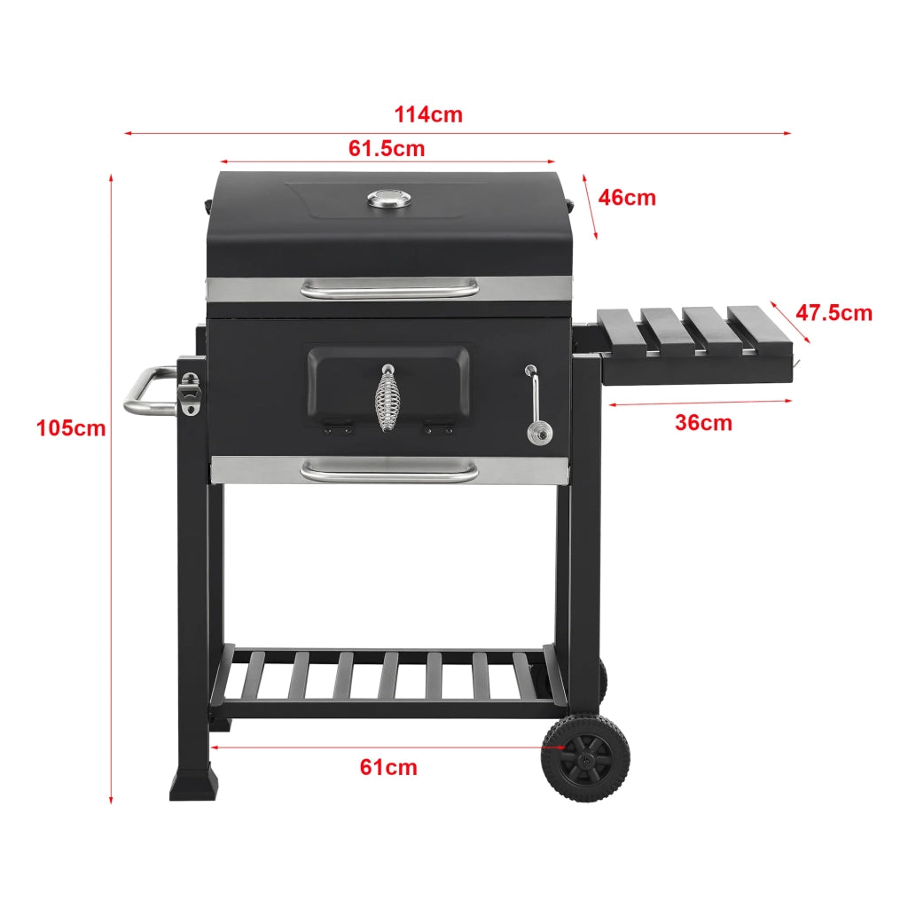Carrello barbecue a carbonella 105 x 114 x 48 cm nero 03_0009212