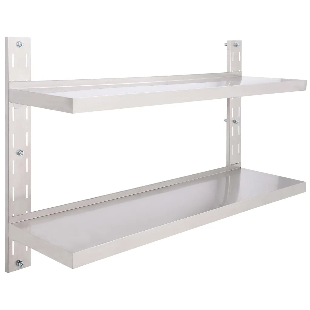 Mensola | Ripiano | Scaffale a Sospensione a 2 Livelli in Acciaio Inox 120x30 cm