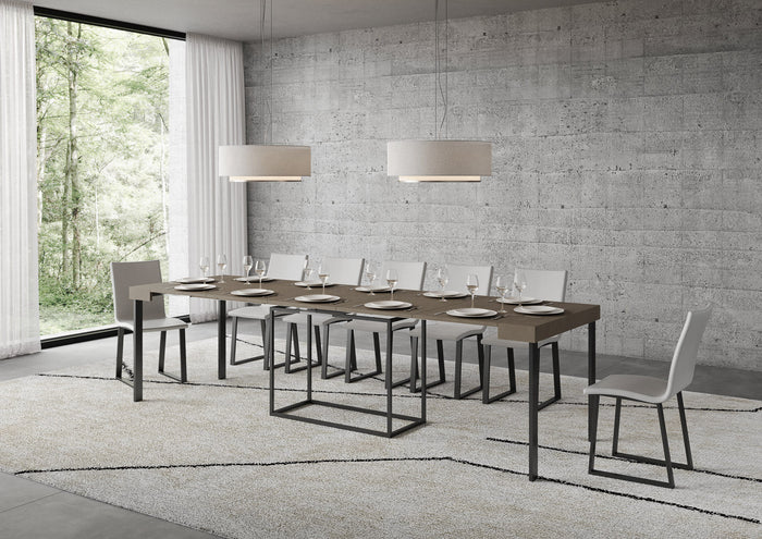 Consolle Allungabile 90-300x40x77 cm Nordica Tortora Telaio Antracite