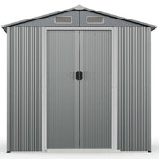 Casetta da giardino 196 x 142 x 186 cm versatile per riporre gli attrezzi in modo sicuro e di facile accesso design moderno in metallo zincato grigio chiaro 20_0010001