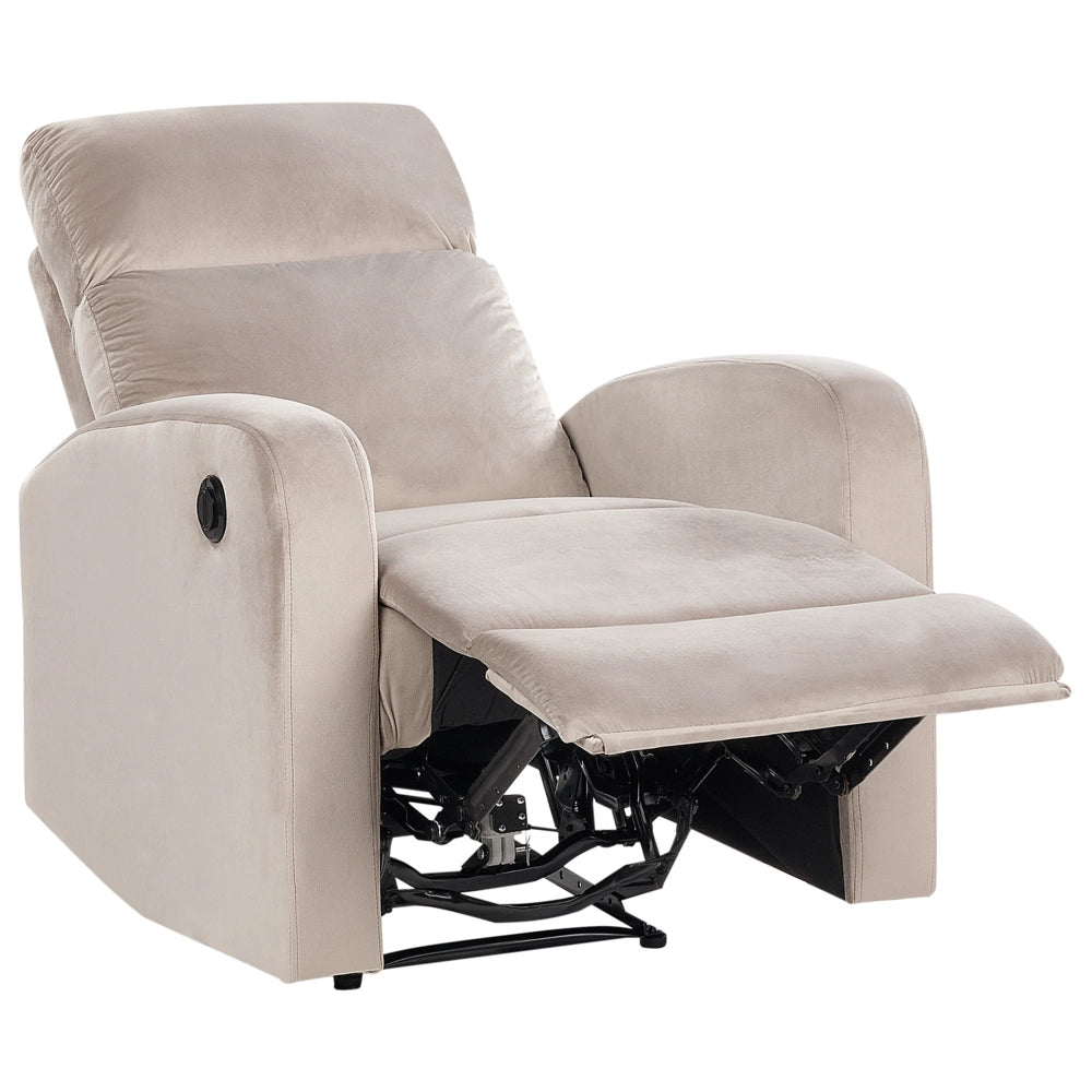 Poltrona reclinabile elettricamente in velluto bianco crema design moderno glamour soggiorno