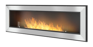Camino a Bioetanolo da Parete/Incasso 150x49 cm Frame 1500 Inox con Vetro