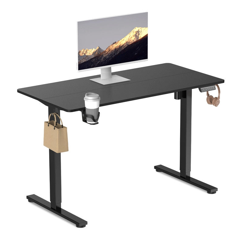Scrivania elettrica regolabile in altezza, 120x60cm,  Smart Desk con funzione di memoria a 3 posizioni, con ganci, nero