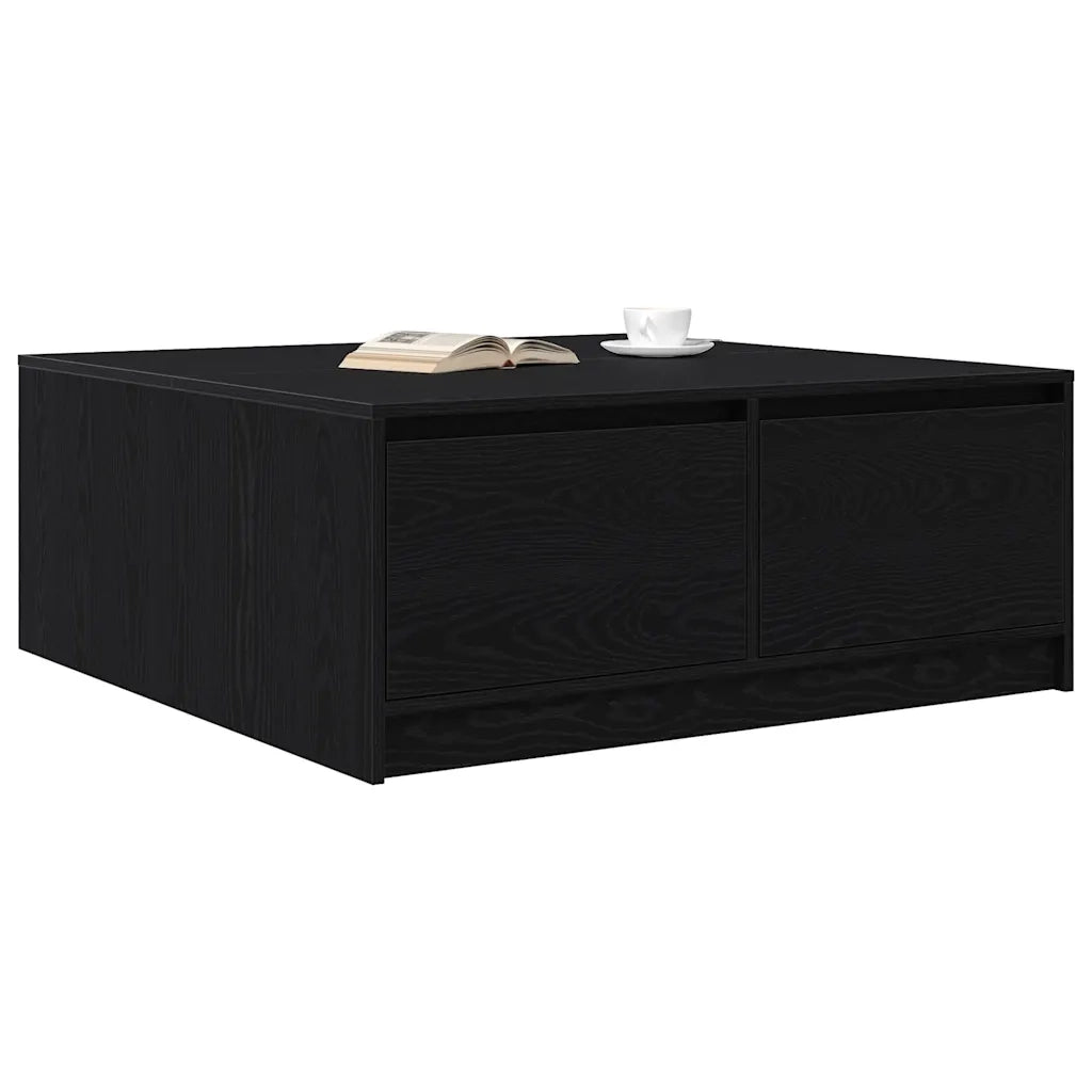 Tavolino da Salotto con Cassetti Rovere Nero 100x100x40 cm 3328400