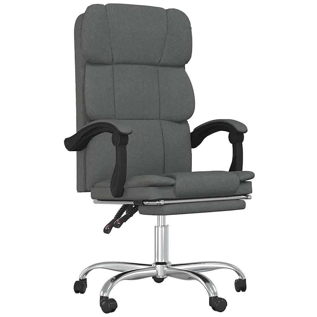 Sedia per studi-Poltrona da Ufficio Reclinabile Grigio Scuro in Tessuto 618396